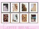 Sims 4 — Coffee Break Paintings by jessbtlrr — Coffee themed art. 8 swatches, 2 frame options.