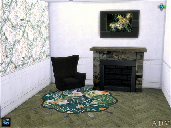 Sims 4 — ADV_Mabra_s4NookSet06_livingchair by MABRA2 — Set includes livingchair, fireplace, rug and painting