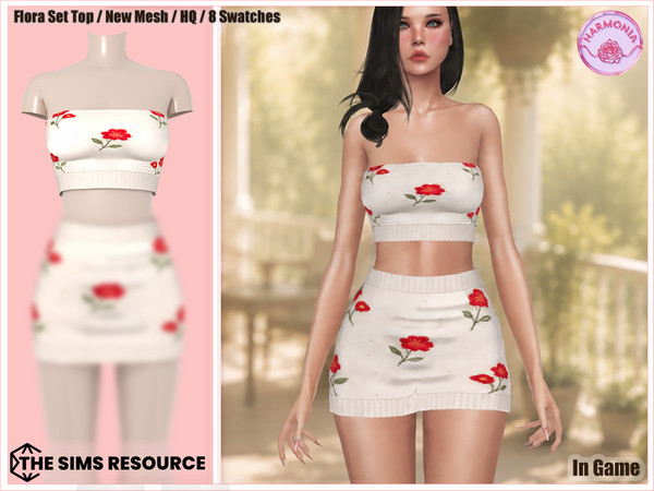 Sims 4 — Harmonia Flora Set Top by Harmonia — Crop Top - 8 Swatches
