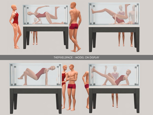 Sims 4 — Model On Display - Pose Pack by ThePixelSpace — Terms of Use: Do not reupload. Do not claim as your own.