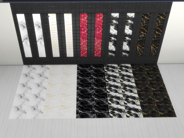 Sims 4 — Marble Tile by Briana89 — A luxurious marble set featuring elegant wall and floor designs in a variety of