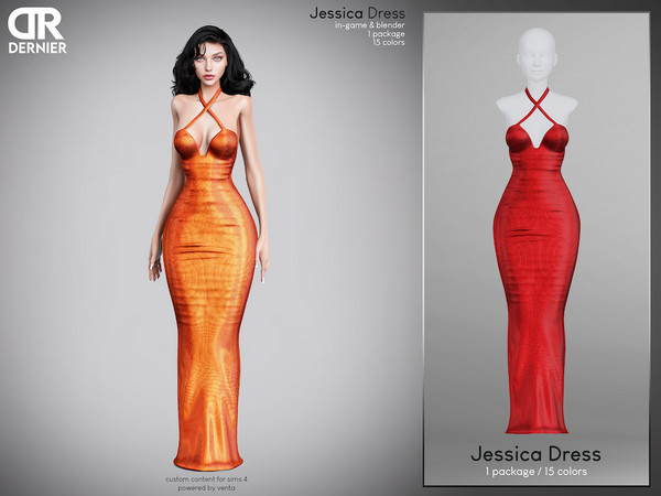 Sims 4 — DERNIER - Jessica Gown by VentaStudio — 15 Swatches