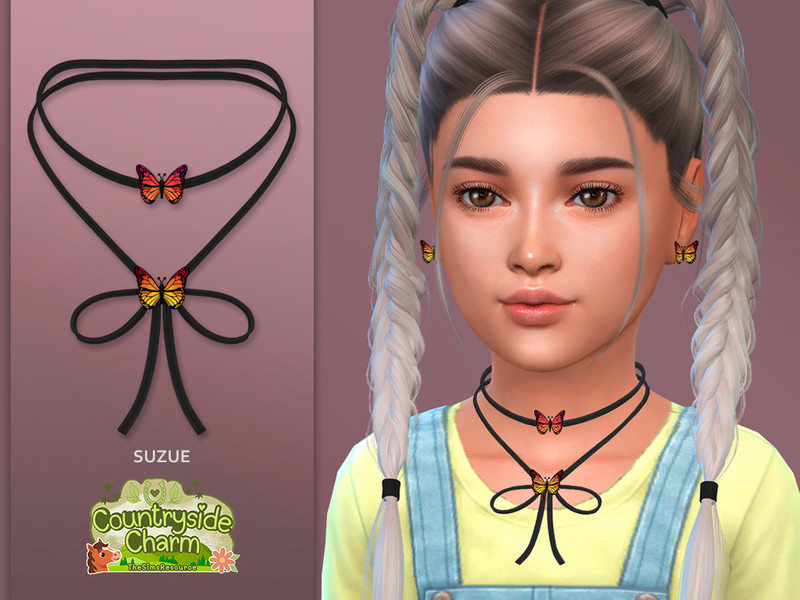 Sims 4 necklace CC Countryside Butterfly Necklace Child by Suzue