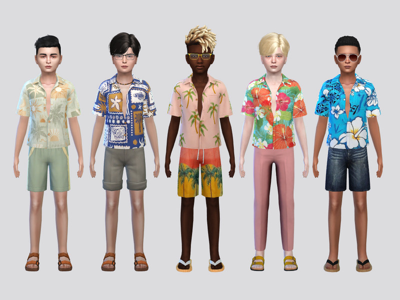 Sims 4 kids clothing CC Waves Beach Shirt Boys by McLayneSims