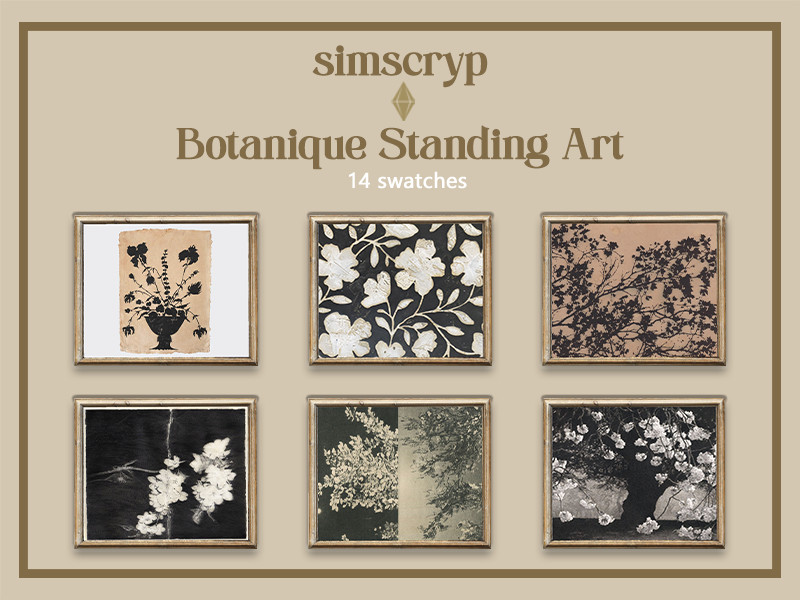 Sims 4 wall art CC Simscryp - Botanique Standing Art by Simscryp