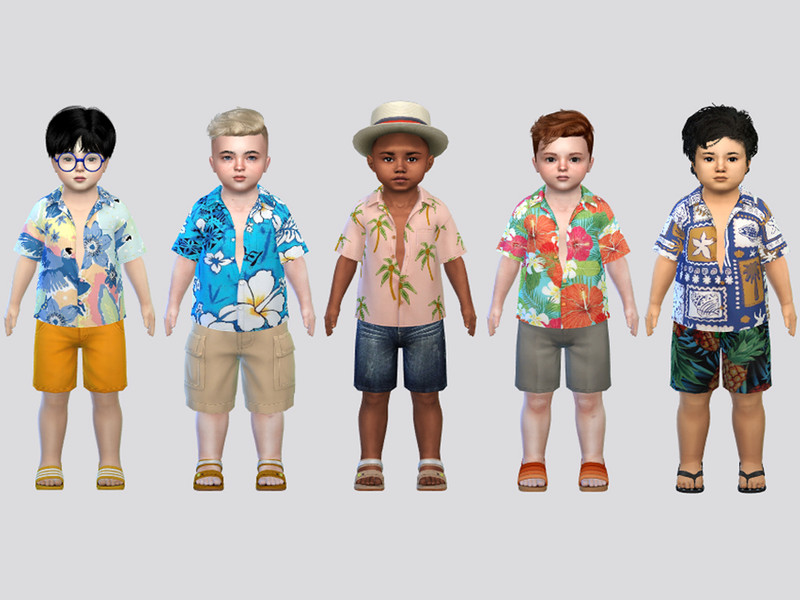 Sims 4 toddler boy clothing CC Waves Beach Shirt Toddler by McLayneSims