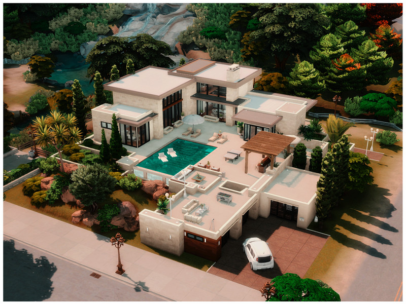 Sims 4 waterfront and pool CC CC MM River Villa by Merin_Martini