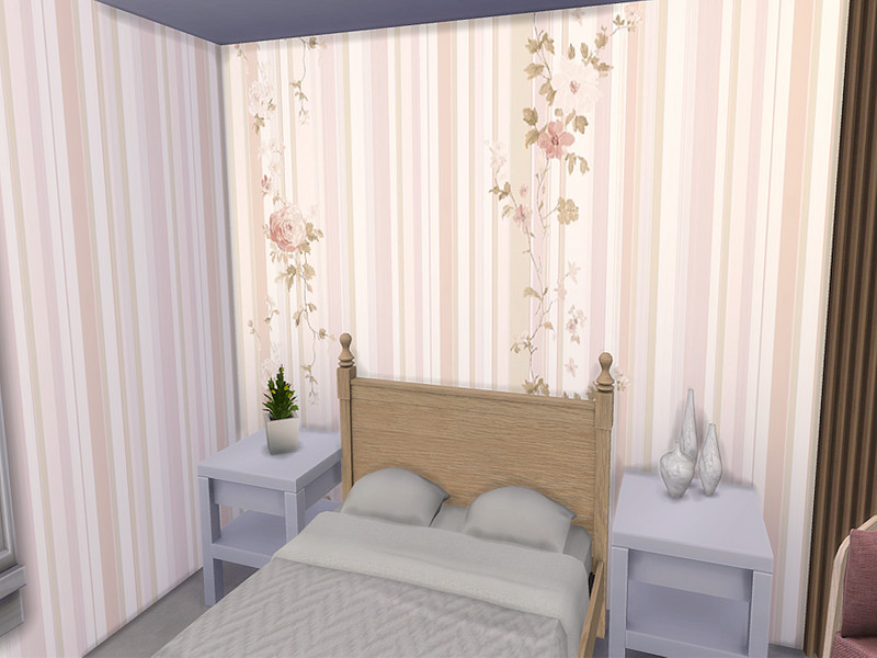 Sims 4 wall panel and wainscot CC Floral Stripes by lavilikesims