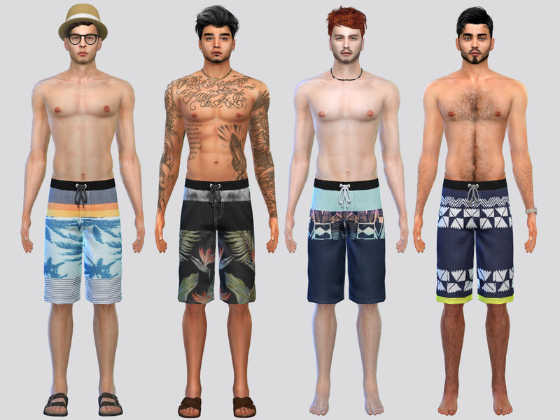 Sims 4 men everyday clothing CC Waves Board Shorts by McLayneSims