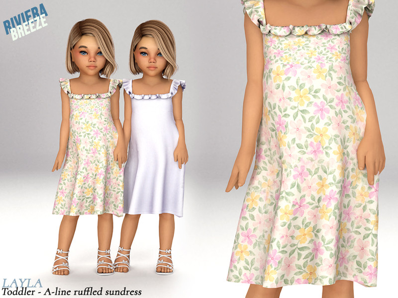 Sims 4 toddler girl clothing CC Layla - Toddler A-line ruffled sundress by Layla