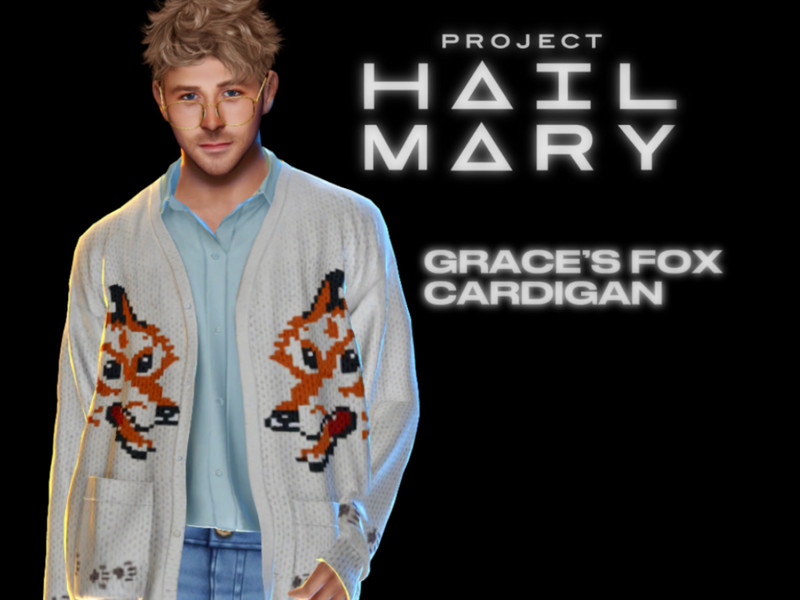 Sims 4 men’s clothing CC Project Hail Mary - Ryland Grace's Fox Cardigan by _takenbye_sleep