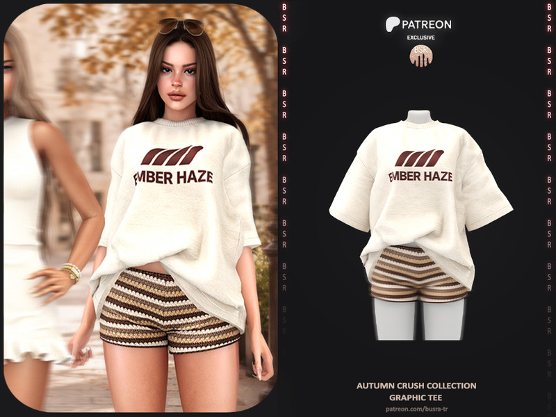 Sims 4 streetwear fashion CC Autumn Crush Collection - 1 Graphic Tee by busra-tr