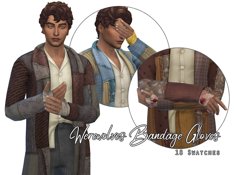 Sims 4 men’s accessory CC Bandage Gloves for Both Hands - Requires Werewolves by Naunakht