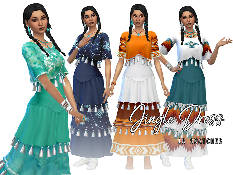 Sims 4 dress CC First Nations - Native American Jingle Dress by Naunakht