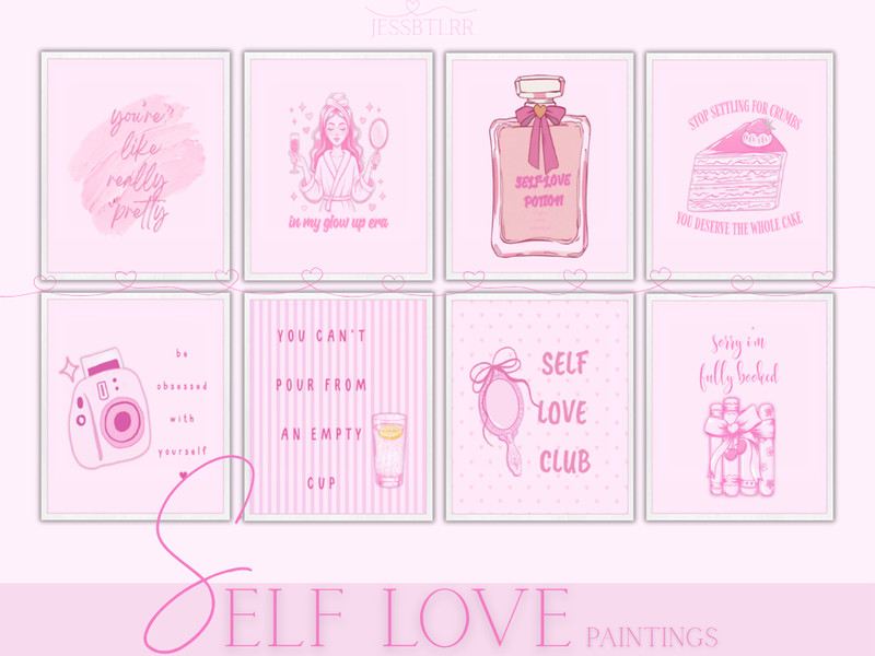 Sims 4 wall art CC Self Love Paintings by jessbtlrr
