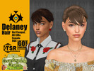 Sims 4 — Delaney Hair by GoAmazons — Straight hair updo bun with bangs and braid.