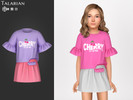 Sims 4 — Alice Outfit With Graphic Top And Mini Skirt by talarian — Playful outfit with a graphic flared sleeve top, mini
