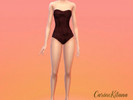 Sims 4 — Leda Faux-suede style strapless one-piece swimsuit by CarineKitana — Leda Faux-suede style strapless one-piece