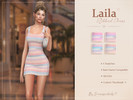 Sims 4 — Laila Ribbed Dress by Simsessentials — Short ribbed dress with a soft striped pattern, wide shoulder straps and