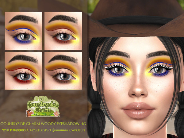 Sims 4 — Countryside Charm Woody Eyeshadow HQ by Caroll912 — A 4-swatch negative space, cut crease eyeshadow inspired by
