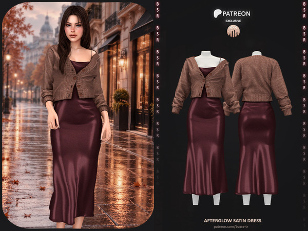 Sims 4 — Afterglow Satin Dress - Patreon by busra-tr — Note: This release was previously shared with my Patreon