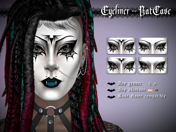 Sims 4 — Eyeliner - BatCave by thaisherrera — Just a simple gothic eyeliner inspired by cool stuff I saw on pinterest.