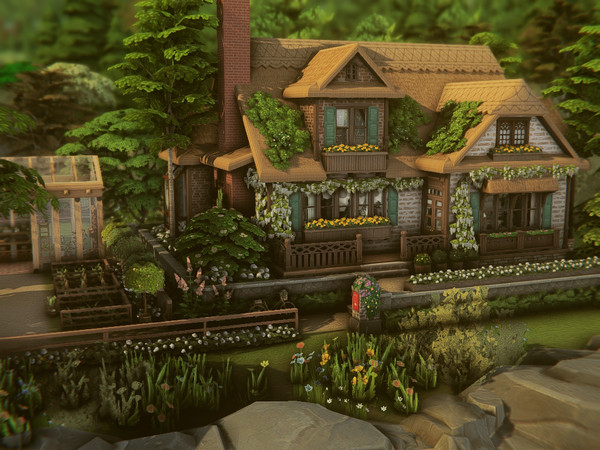 Sims 4 — Cozy Cottage - NO CC by plumbobkingdom — This cottage combines rustic charm with a cozy and romantic atmosphere.