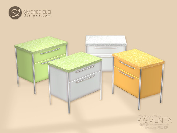 Sims 4 — Pigmenta Counter by SIMcredible! — Bring back the happy vibes of the 70's to your sims life with the Pigmenta