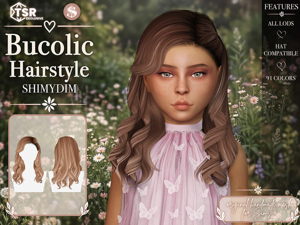 Sims 4 — Bucolic Hairstyle Child by Shimydimsims — Hi ! I hope you will like this hairstyle, it's a medium hairstyle with