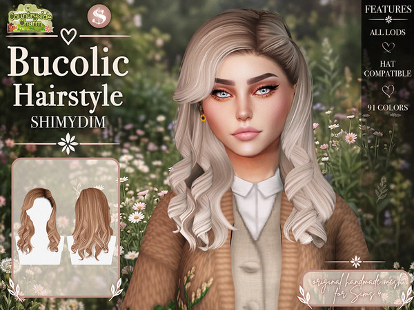 Sims 4 — Bucolic Hairstyle Set by Shimydimsims — Hi ! I hope you will like this hairstyle, it's a medium hairstyle with