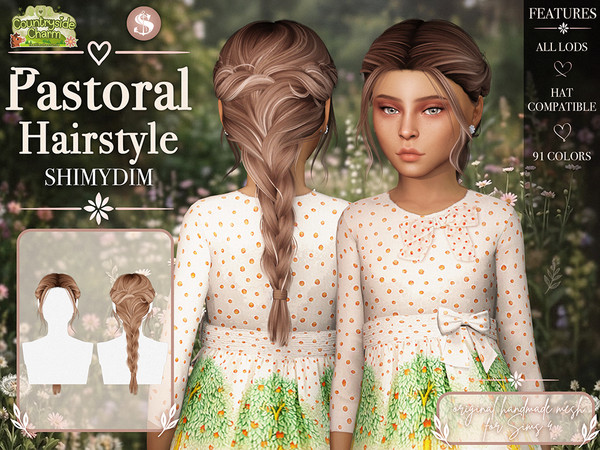 Sims 4 — Pastoral Hairstyle Child by Shimydimsims — Hi ! I hope you will like this hairstyle, it's a long messy braid