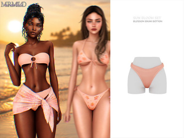 Sims 4 — Blossom Bikini Bottom by Mermalade — Blossom Ring Bikini Top