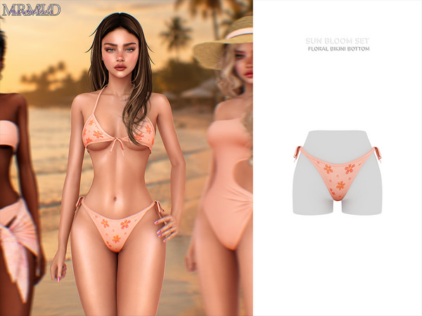 Sims 4 — Floral Bikini Bottom by Mermalade — Blossom Ring Bikini Top