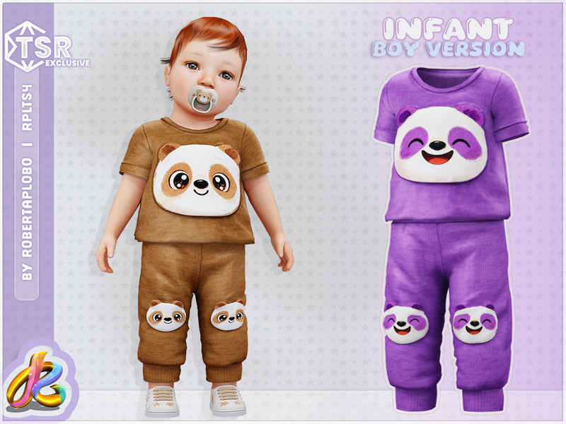 Sims 4 infant clothing and accessory CC Boys BOTTOM - Cute Panda Face - Infant by RobertaPLobo