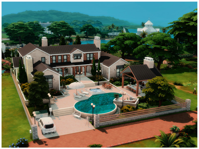 Sims 4 villa estate mansion and resort lot CC MM Willow Creek Estate by Merin_Martini