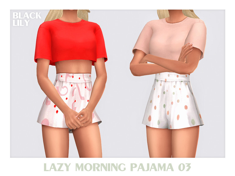 Sims 4 pajama CC Lazy Morning Pajama 3 by Black_Lily