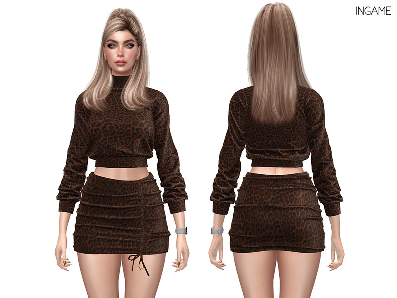 Sims 4 contemporary women’s clothing custom content CC DAPHS - Clothes SET556 - Wildcat Cropped Sweater C1842 - TSR by Daph's