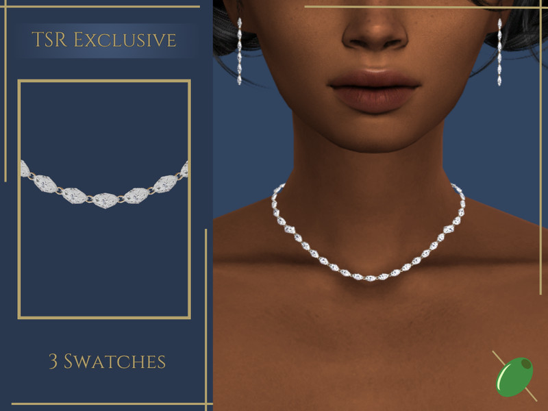 Sims 4 necklace CC Lilianna Marquise Diamond Necklace by Pitted0live