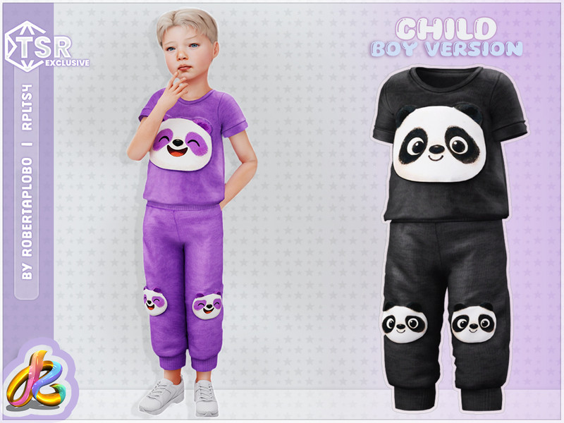 Sims 4 kids clothing CC Boys TOP - Cute Panda Face - Child by RobertaPLobo