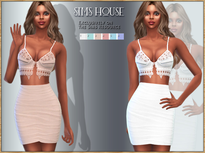 Sims 4 contemporary women’s clothing custom content CC TOP AND SKIRT OUTFIT by Sims_House