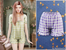Sims 4 — Gingham ruffle pajama shorts by MysteriousOo — Comfortable gingham pajama shorts featuring a soft elastic