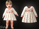 Sims 4 — Infant - Sweet animal print dress with strawberries and wide collar by Garfiel — A sweet infant dress with long