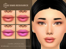 Sims 4 — Zahra Lipstick HQ by Caroll912 — A 4-swatch Maxis Match soft lip tint in the bright shades of pink, red and
