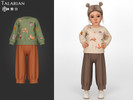 Sims 4 — Ana Outfit With Woodland Sweatshirt And Ribbed Pants by talarian — Cozy toddler outfit with a playful woodland