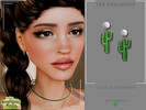 Sims 4 — Countryside Charm - Cactus Earrings by Glitterberryfly — A green cactus earring set in gold with pearl gemstone