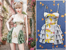 Sims 4 — Floral ruffle mini dress by MysteriousOo — A fitted floral mini dress featuring delicate shoulder straps and a