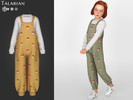 Sims 4 — Eloise Outfit With Mushroom Dungarees by talarian — Cozy child outfit with mushroom print dungarees layered over