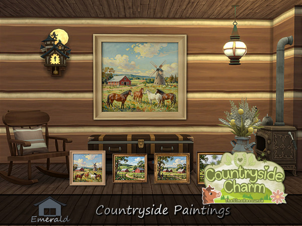 Sims 4 — Countryside Paintings by Emerald — Contryside painting focuses on nature and built environments around us.