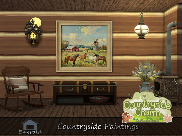 Sims 4 — CountrysidePaintings1 by Emerald — Contryside painting focuses on nature and built environments around us.