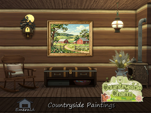 Sims 4 — CountrysidePaintings2 by Emerald — Contryside painting focuses on nature and built environments around us.